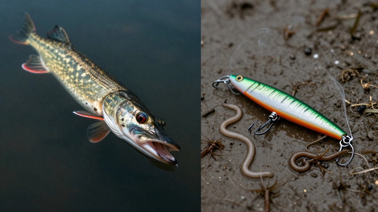 Два сценария: хищник атакует приманку и та же приманка на дне рядом с живой наживкой — сравнение охоты по зрению и запаху.