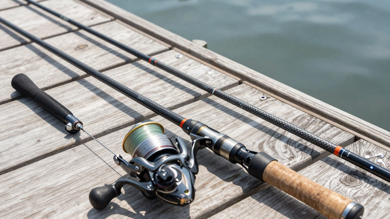Различные виды рыболовных снастей: спиннинг, фидер и поплавочная удочка