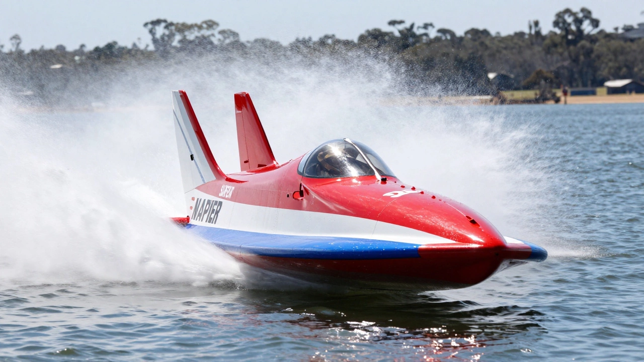 Катер Spirit of Australia Дональда Кэмпбелла на водной поверхности